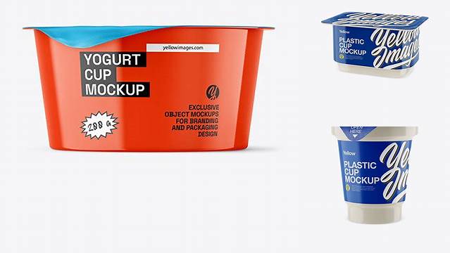 2836+ Glossy Yoghurt Cup PSD Mockup Half Side View Versatile and Modern PSD Mockup