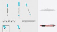 2837+ Matte Click Pen PSD Mockup Side View Modern PSD Templates