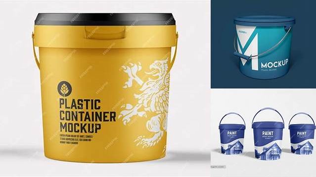 284+ Plastic Paint Bucket PSD Mockup Front View High-Angle Shot Download Free PSD