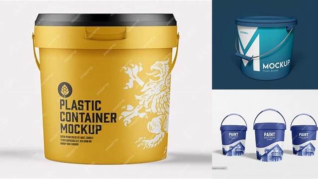 284+ Plastic Paint Bucket PSD Mockup Front View High-Angle Shot Download Free PSD