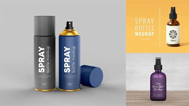 2841+ 15ml Metallic Spray Bottle PSD Mockup Fully Layered PSD Freebie