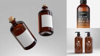 2842+ Amber Glass Bottle With Wooden Cap PSD Mockup Download Premium PSD Resource