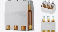 2843+ White Paper 6 Pack Beer Bottle Carrier PSD Mockup Halfside View High Angle Shot Creative High-Resolution PSD Freebie