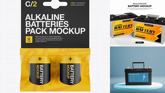 2844+ 2 Pack Mat Battery C PSD Mockup Front View Free Creative Design