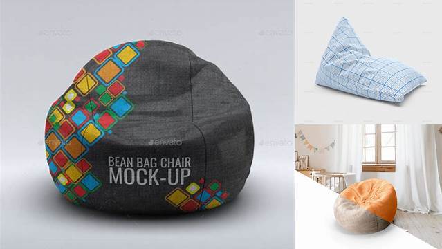 2846+ Square Bean Bag PSD Mockup Halfside View Best Free Mockup PSD