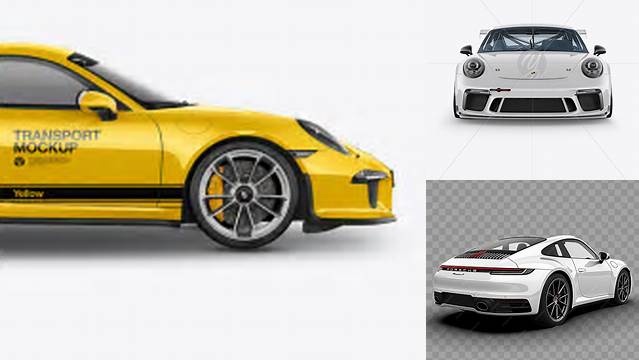 2851+ Porsche 911 R PSD Mockup Front View Free Downloadable Graphic Resource