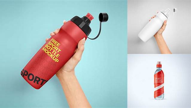 2853+ Clear Plastic Water Bottle with Sport Cap PSD Mockup Versatile and Modern PSD Mockup