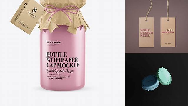 2856+ Matte Bottle with Paper Cap and Tag PSD Mockup Smart Editable Design Mockup