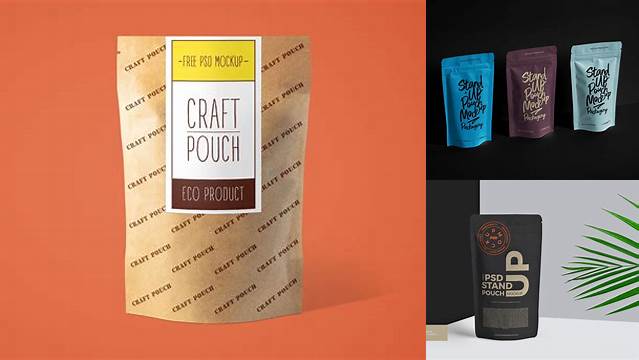 2858+ Kraft Stand-Up Pouch PSD Mockup Creative Free Photoshop Template