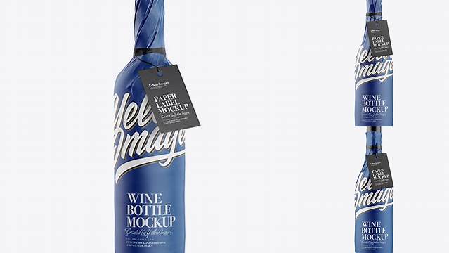 2858+ Wine Bottle in Matte Paper Wrap with Label PSD Mockup Exclusive Free Creative Resource