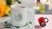 2859+ Glossy Mug PSD Mockup High-Angle Shot Best Free Mockup PSD