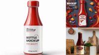 2863+ Glossy Ketchup Bottle PSD Mockup Fully Customizable Mockup PSD Free