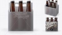 2863+ Transparent Plastic 6 Pack Amber Bottle Carrier PSD Mockup Customizable Design Files