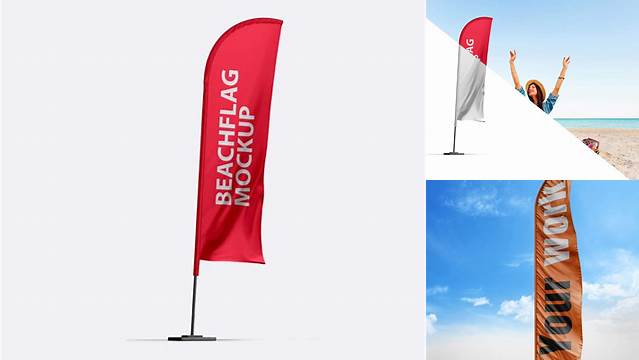 2864+ Beach Flag Mockup Exclusive PSD Design Freebie