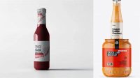 2864+ Clear Glass Bottle with ?hipotle Sauce PSD Mockup Photoshop PSD Free for Designers