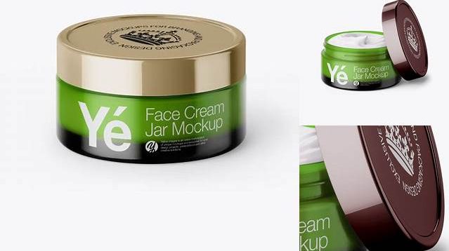 2869+ Green Cream Jar With Metallic Cap PSD Mockup High-Angle Shot Easy-to-Use PSD Template