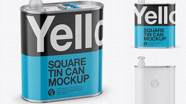 2870+ 4L Opened Square Tin Can PSD Mockup High-Resolution Graphic