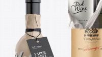 2871+ Wine Bottle in Kraft Paper Wrap PSD Mockup Editable and Customizable PSD