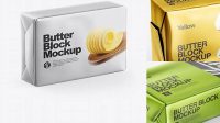 2873+ Metallic Butter Block PSD Mockup Half Side View High-Angle Shot Premium Quality PSD Freebie