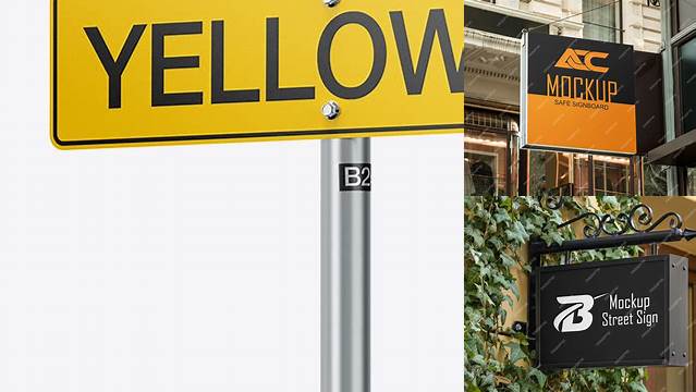 2875+ Glossy Street Sign PSD Mockup Half Side View Premium Free Graphic Resource