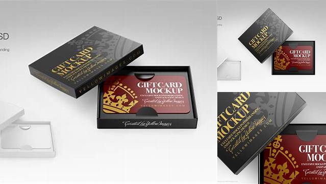 2876+ Gift Card in a Box PSD Mockup Front View High-Angle Shot Creative Free PSD Graphic Design