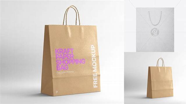 2878+ Kraft Shopping Bag Front View Free Smart Object Templates