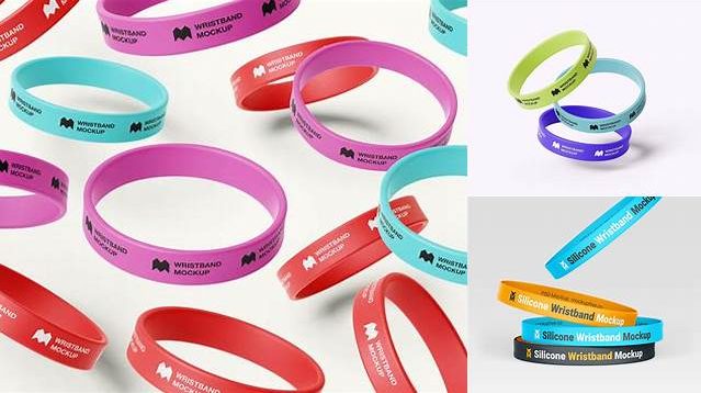 2881+ Glossy Silicone Wristband PSD Mockup High-End Layered Mockup Free