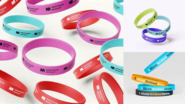 2881+ Glossy Silicone Wristband PSD Mockup High-End Layered Mockup Free