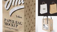 2881+ Kraft Paper Bag with Label PSD Mockup Half Side View High-Quality Editable PSD