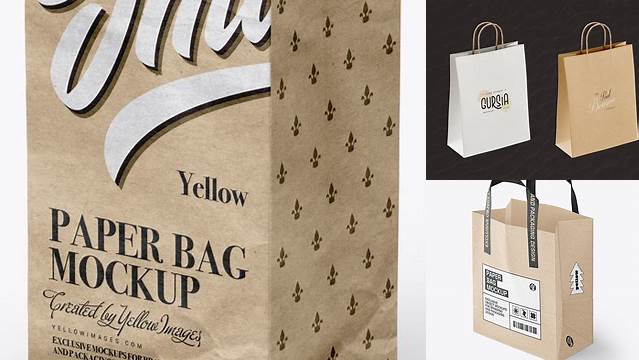 2881+ Kraft Paper Bag with Label PSD Mockup Half Side View High-Quality Editable PSD