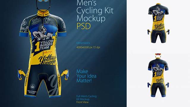 2881+ Men’s Full Cycling Kit PSD Mockup Back View Customizable PSD Templates