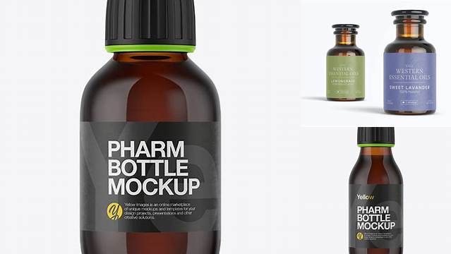 2882+ 60ml Amber Glass Bottle Easy-to-Use PSD Template