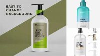 2883+ Glossy Liquid Soap Bottle with Pump PSD Mockup Front View Editable Mockup PSD