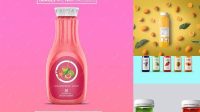 2888+ Plastic Bottle With Grapefruit Juice PSD Mockup For Free Download