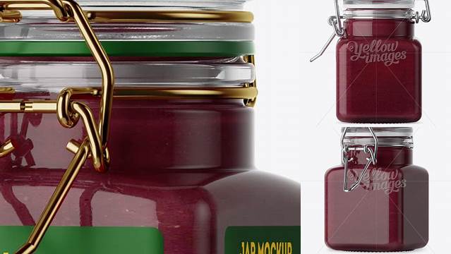 2889+ 100ml Glass Cranberry Jam Jar with Clamp Lid PSD Mockup Download Premium PSD Resource