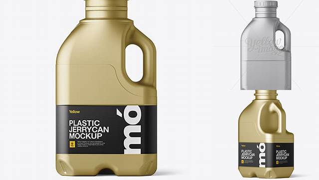 2891+ Metallic Jug With Paper Label PSD Mockup Side View Custom Mockup PSD for Free