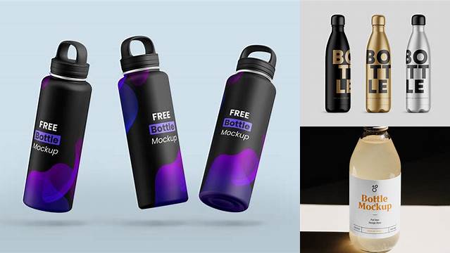 2892+ Two Glossy Drink Bottles PSD Mockup Layered PSD File Free Download