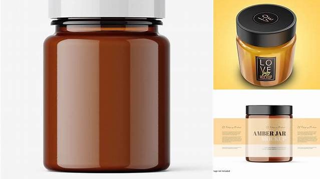 2893+ Amber Cream Jar With Transparent Cap PSD Mockup High-Angle Shot Unique and Creative Free PSD File