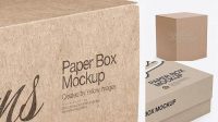 2893+ Kraft Paper Box PSD Mockup Half-Side View High Angle Shot Creative Layered Design File