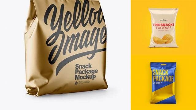 2895+ Matte Snack Package PSD Mockup Half Side View Smart Object PSD Template