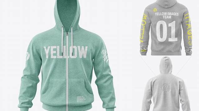 2897+ Melange Men’s Full-Zip Hoodie PSD Mockup Back View Modern Design PSD Resource Free Download