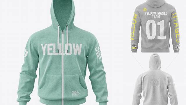 2897+ Melange Men’s Full-Zip Hoodie PSD Mockup Back View Modern Design PSD Resource Free Download