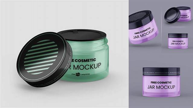 2898+ Blue Glass Cosmetic Jar PSD Mockup Free Photoshop Mockup Design