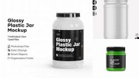 290+ Glossy Plastic Jar PSD Mockup Front View High-Angle Shot Exclusive Free Photoshop Asset