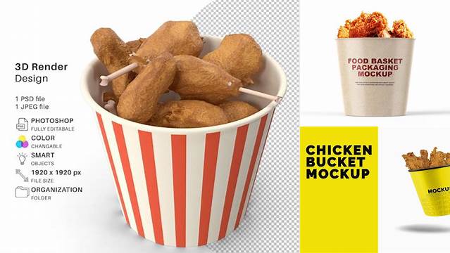 2902+ Fried Chicken Bucket Mockup High-Quality Editable PSD