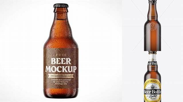 2904+ 375ml Amber Glass Beer Bottle PSD Mockup Free Editable Photoshop Template