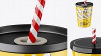 2904+ Glossy Soda Cup With Straw PSD Mockup High-Angle Shot Exclusive PSD Design Freebie