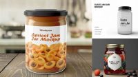 2906+ Glass Apricot Jam Jar PSD Mockup High-End Layered Mockup Free