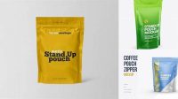 2907+ Matte Stand Up Pouch with Zipper PSD Mockup Half Side View Modern and Unique Freebie PSD