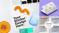 2909+ Laptop Sticker Mockup Free Editable Design File